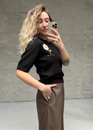 Crochet Applique merino tee Phantom A1070268 Ganni 